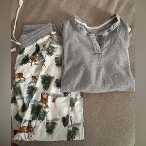 Burt's Bees Gray and Cream Forest Pajama Set